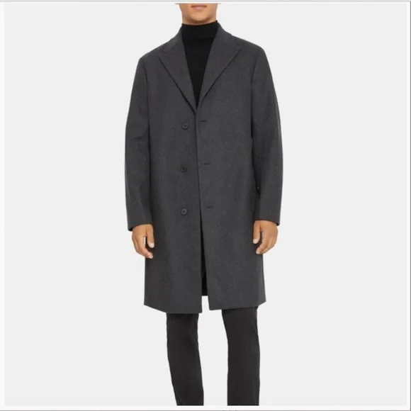 THEORY Mens Herringbone Wool-Blend 3/4 Length Topcoat EUC/sz M